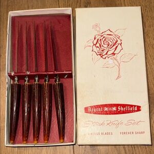 Regent Sheffield Steak 5 Knife Set with Brown Handles